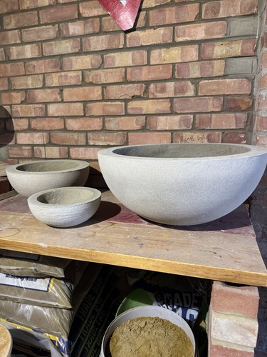 Concrete bowl planter cement - planter,,