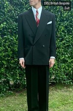 Vintage 1951 Black Double-Breasted Tailored Suit