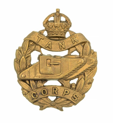 Tank corps badge brass metal - tank,