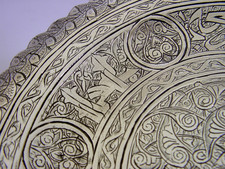 PRETTY 123g EGYPTIAN 900 SOLID SILVER DISH PLATE TRAY c1940s EASTERN ANTIQUE