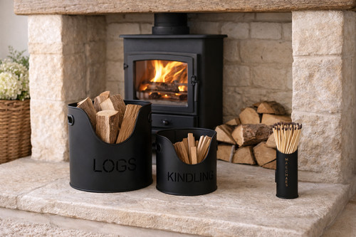 Black metal log kindling - log, &