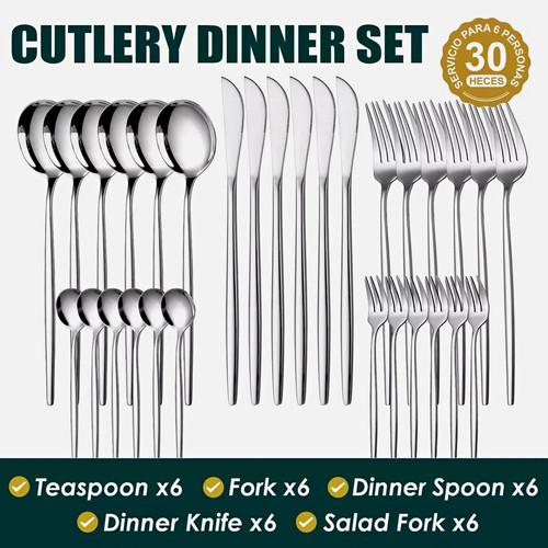 30pc silver stainless - silver, steel