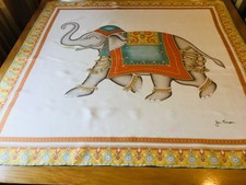JIM THOMPSON VINTAGE SILK SCARF.  THE ELEPHANT!  VGC.  33 x 33 INCHES.   #