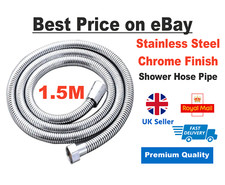 HIGH QUALITY SHOWER HOSE FLEXIBLE STAINLESS STEEL CHROME BATHROOM PIPE 1.5M