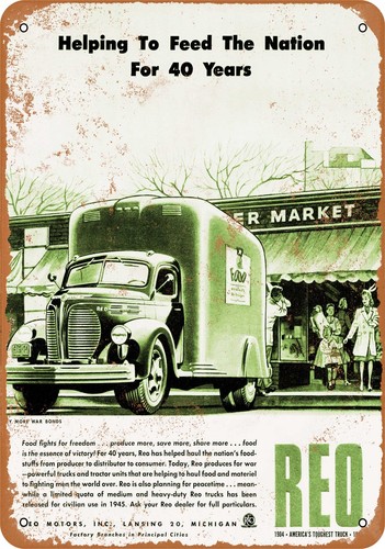Metal sign 1945 reo - sign, trucks
