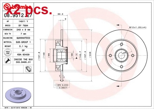 Pcs rear brake disc rotos - disc,
