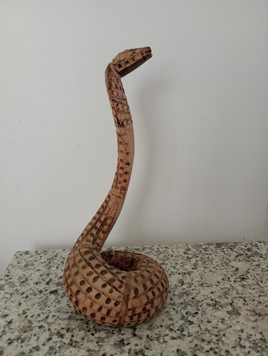 Vintage wooden snake carving - vintage,