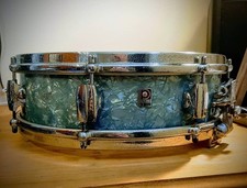 Vintage Premier 14x4 Marine Pearl Snare Drum 1960s + Vintage Premier Case