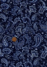 100% Cotton Fabric Shirting Dark Navy Blue White Paisley Craft Patchwork