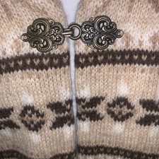 Vintage SUSAN BRISTOL Nordic Fair Isle Wool Cardigan Jumper XL (L) Caramel