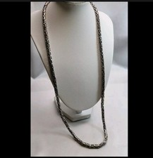Nice Heavy .925 Sterling Silver Byzantine Chain Necklace 25" Long  73g