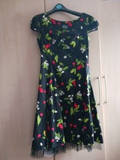 Hearts and Roses Women's Dress Size 14 Black With Blossoms And Cherries