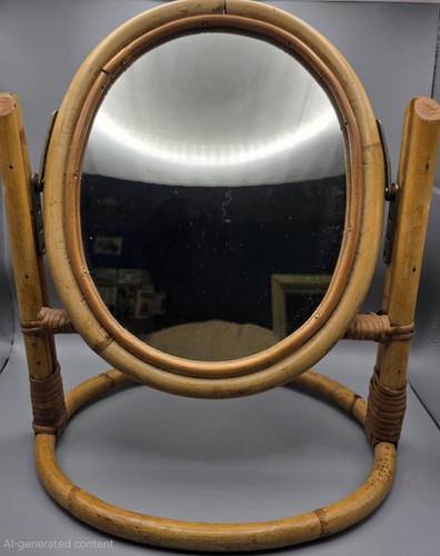 Vintage bamboo vanity mirror - bamboo,