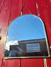 VINTAGE ARCHED SMALL WALL MIRROR GOLD GILT METAL FRAME