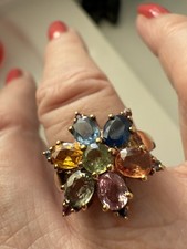 Mixed Sapphire Cluster Ring In 9ct gold