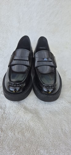 Zara black patent loafers - zara,