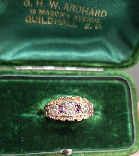 Antique 9ct rose gold garnet - gold,