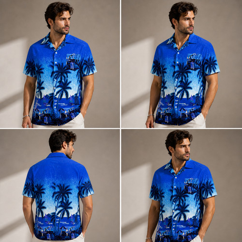 New mens hawaiian shirt stag - new,