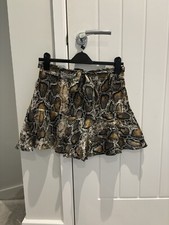 Women’s Zara New Without Tags Snakprint Satin Frill Trim Skort Size M