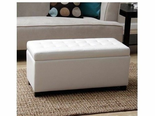 White faux leather storage - leather,