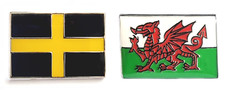 2 x Welsh Metal Enamel Pin Badges - Wales Cymru Dragon Nation Flag & St. David
