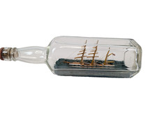Vintage 3 Mast Sail Ship In the Bottle Nautical Model 11in Long Ap1