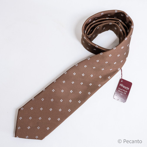 Lewin pure silk tie brown - silk,