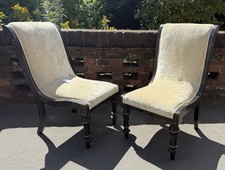 Pair Of Victorian Ebonised Nursing Chairs / Occasional Chairs