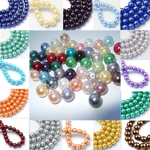 Glass faux pearl beads - pearl, round