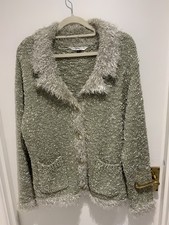 Gorgeous Elizabeth Scott Pale Green Warm ‘Bouclé’ Fringed Cardigan, M/L, Excel