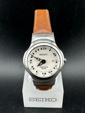 Seiko Premier Women's White Dial 30mm Quartz Watch 7N89-6F38 New Battery