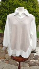 Mock Shirt Jumper White with Beige Loose Fitting Sise S/ M Excellent condition 