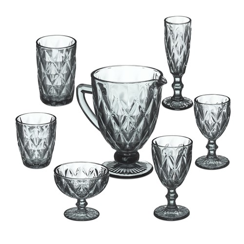 Assorted set grey glasses - of,