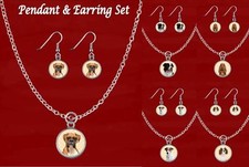 DOG BREED PENDANT & EARRING SET ROTTWEILER SPANIEL TERRIER DALMATION POODLE