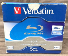 Verbatim 25GB 6x BD-R Blu-ray Blank Recordable Discs In Jewel Cases 5 Pack
