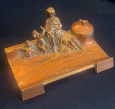 Antique figural inkwell made of gilt bronze by Peter Tereszczuk (1875-1963).