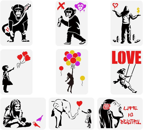 Pcs banksy painting stencil - pcs,
