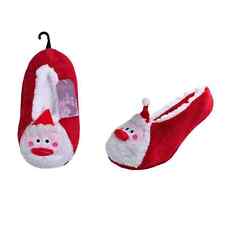 New Ladies Festive 3D Red Santa Non Slip Sherpa Fleece Lined Slippers*Xmas Gift*