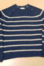 SEASALT Kelson 100% wool jumper nautical buttons Navy Blue UK12