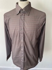 VINTAGE mens Veb Herrenhemden E. German nylon feel grey retro pattern shirt 42"