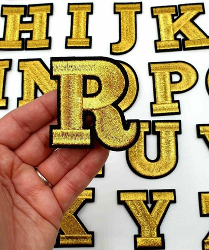 Gold letter patches - gold,