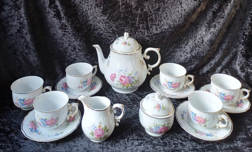 Hollohaza fishnet tea service - hollohaza,