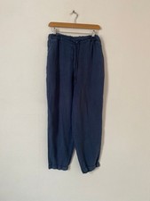 Seasalt Women Trousers Size 10 Linen Elasticated Waist Pockets Straight Leg