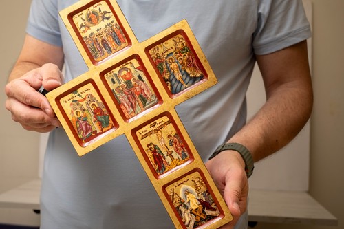 Handmade byzantine cross icon - byzantine,
