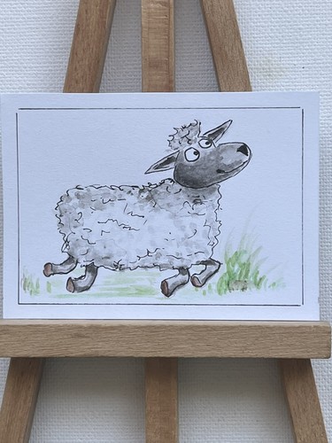 Aceo original art - aceo, sheep