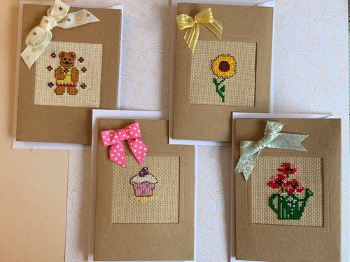 Handmade cross stitch greeting - handmade,