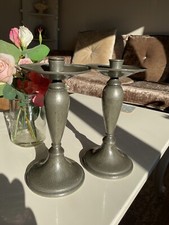 A Pair of Liberty & Co Antique Pewter Candlesticks Arts & Crafts Tudric - 01223