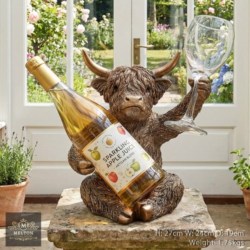 Highland cow resin wine and - cow,