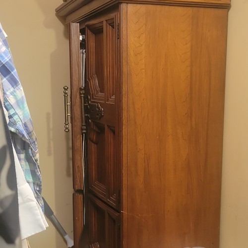 Brown wood armoire wardrobe - wood,