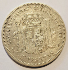 1871 Spain 5 Pesetas Silver